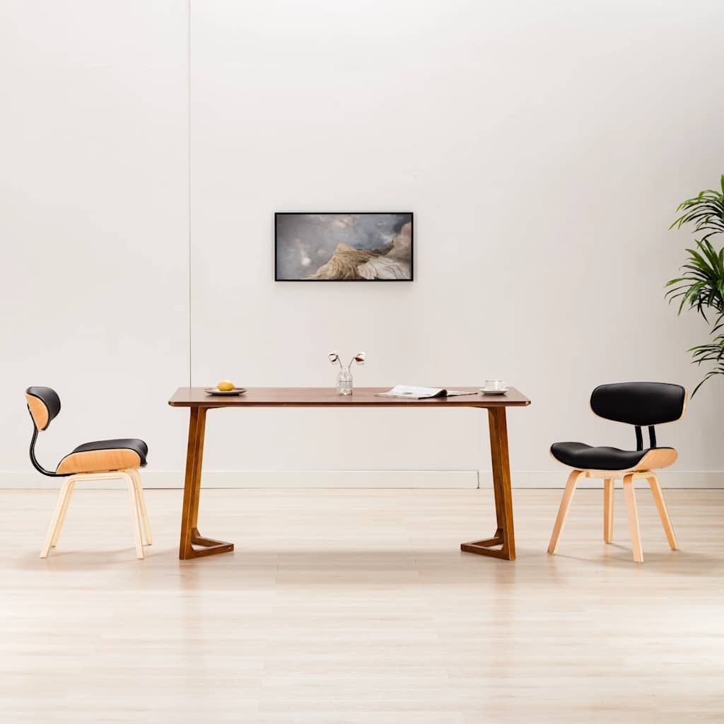 Vidaxl eetkamerstoelen 2 st gebogen hout en kunstleer