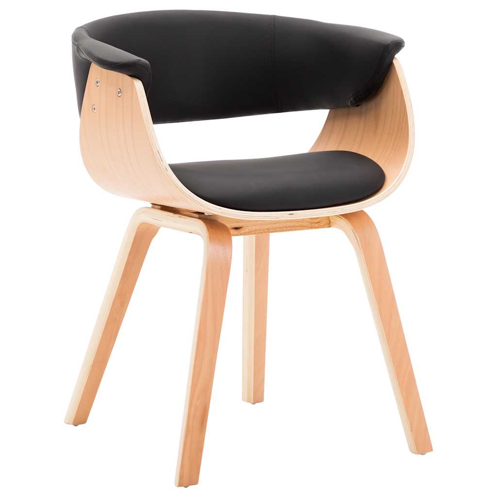 Vidaxl eetkamerstoel gebogen hout en kunstleer zwart