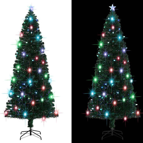Vidaxl voorverlichte kerstboom met standaard en led 240 cm glasvezel
