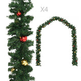 Vidaxl Garlands de Noël 4 m avec balles de Noël 270 cm PVC vert