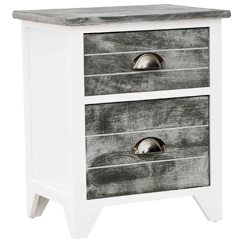 Vidaxl nachtkastje 38x28x45 cm paulowniahout grijs en wit