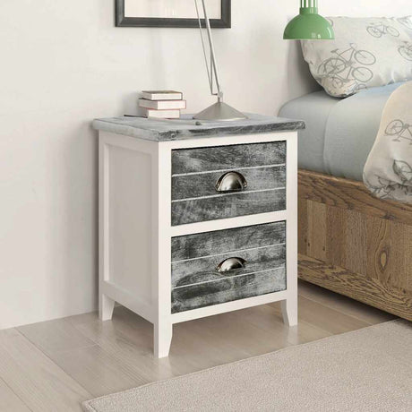 Vidaxl nachtkastje 38x28x45 cm paulowniahout grijs en wit