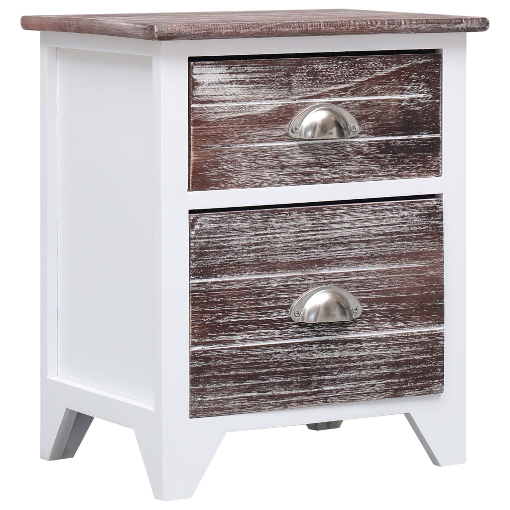 Vidaxl nachtkastje 38x28x45 cm paulowniahout bruin en wit