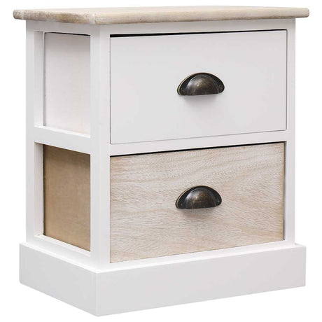 Vidaxl nachtkastjes 2 st 38x28x45 cm paulowniahout wit en naturel