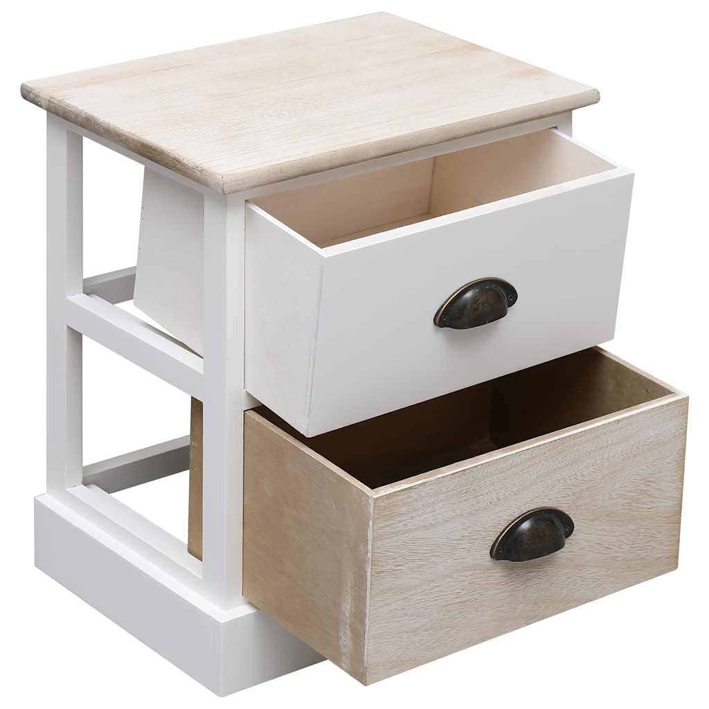 Vidaxl nachtkastjes 2 st 38x28x45 cm paulowniahout wit en naturel