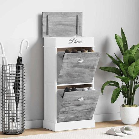 Vidaxl schoenenkast 50x28x98 cm paulowniahout grijs