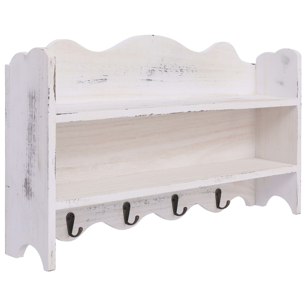 Vidaxl Mauer Mantel Rack 50x10x30 cm Holz wäiss