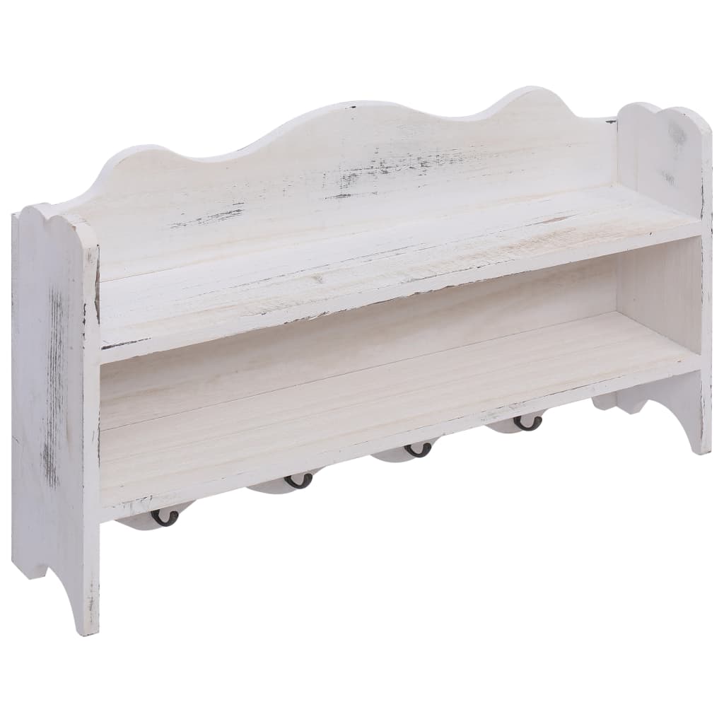 Vidaxl Mauer Mantel Rack 50x10x30 cm Holz wäiss