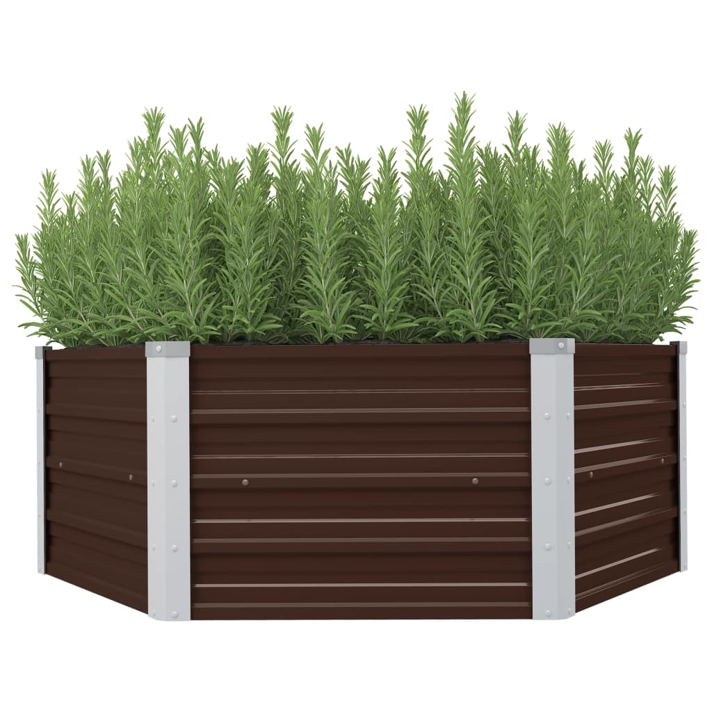 Vidaxl Planter zvedl 129x129x46 cm galvanizovanou ocelovou hnědou