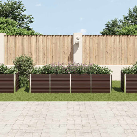 Vidaxl plantenbak verhoogd 320x80x77 cm gegalvaniseerd staal bruin