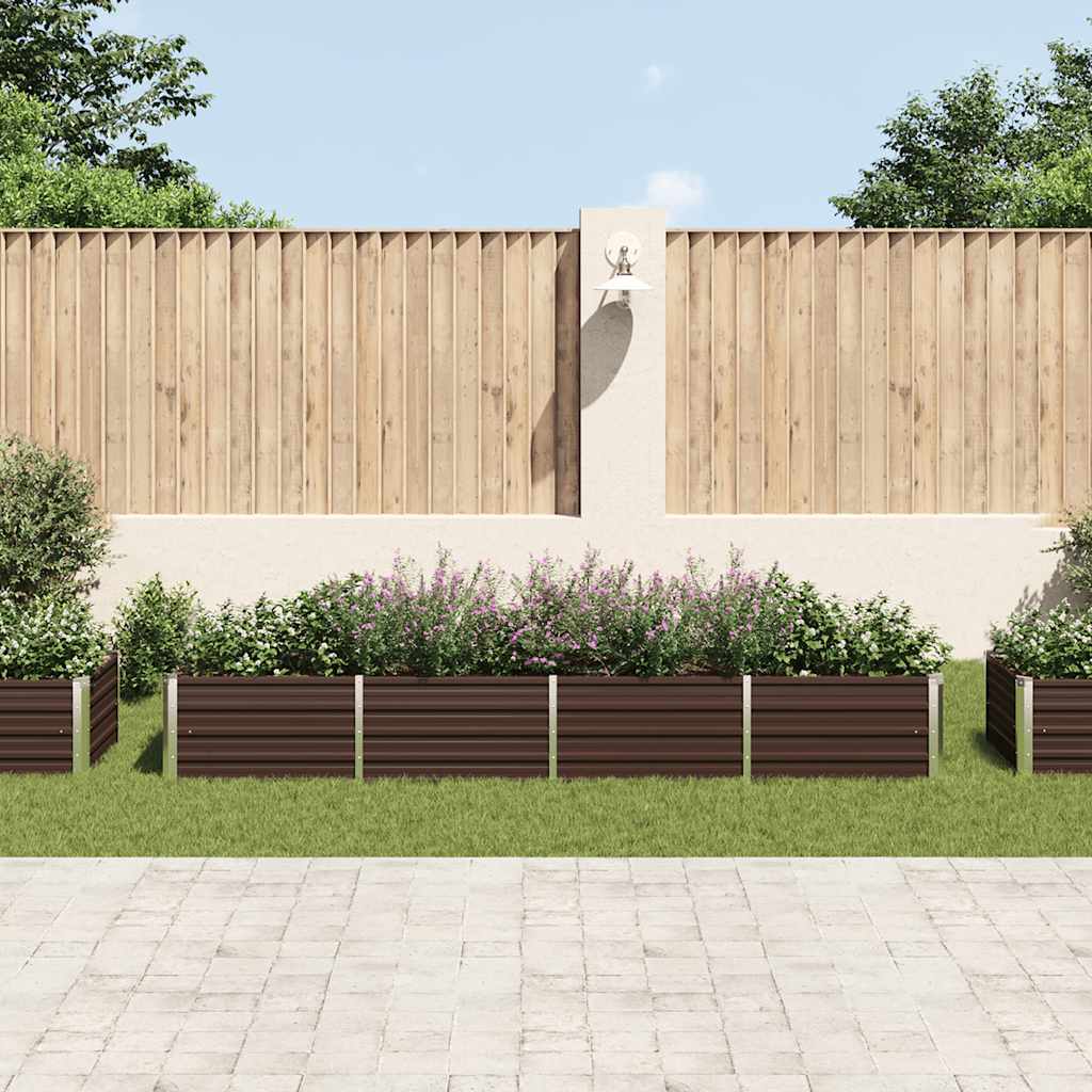 Vidaxl plantenbak verhoogd 320x80x45 cm gegalvaniseerd staal bruin