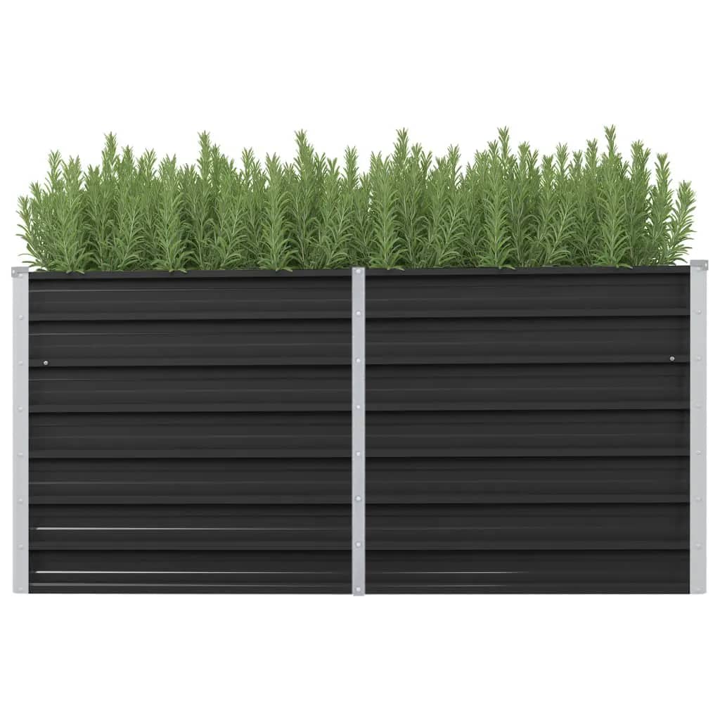 Vidaxl Planter höjde 160x40x77 cm galvaniserad stålantracit