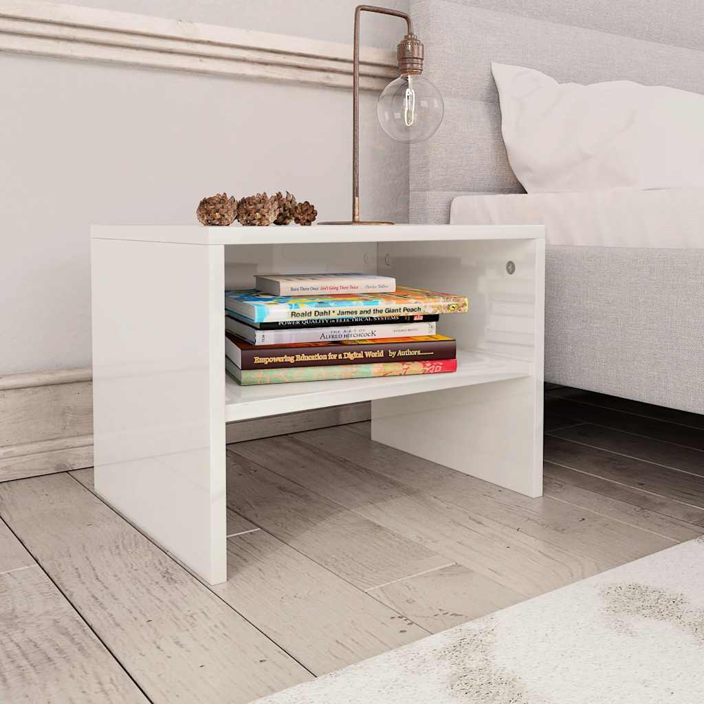 Vidaxl nachtkastje 40x30x30 cm bewerkt hout hoogglans wit