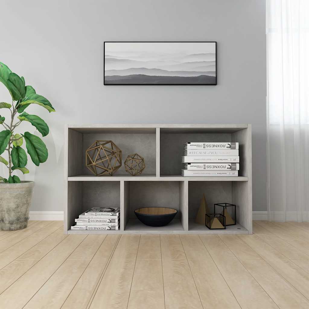 Vidaxl boekenkast dressoir 50x25x80 cm bewerkt hout betongrijs