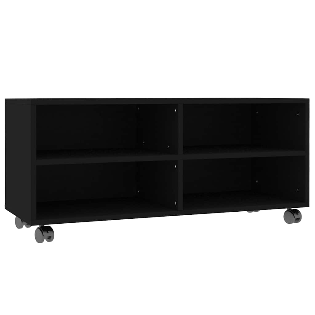 Vidaxl tv-meubel met wieltjes 90x35x35 cm bewerkt hout zwart