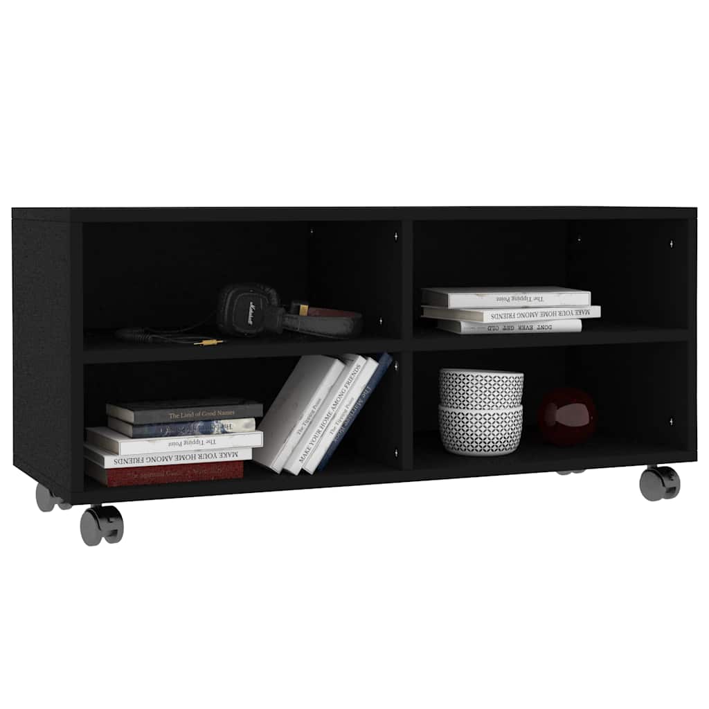 Vidaxl tv-meubel met wieltjes 90x35x35 cm bewerkt hout zwart