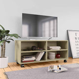 Vidaxl tv-meubel met wieltjes 90x35x35 cm bewerkt hout sonoma eiken