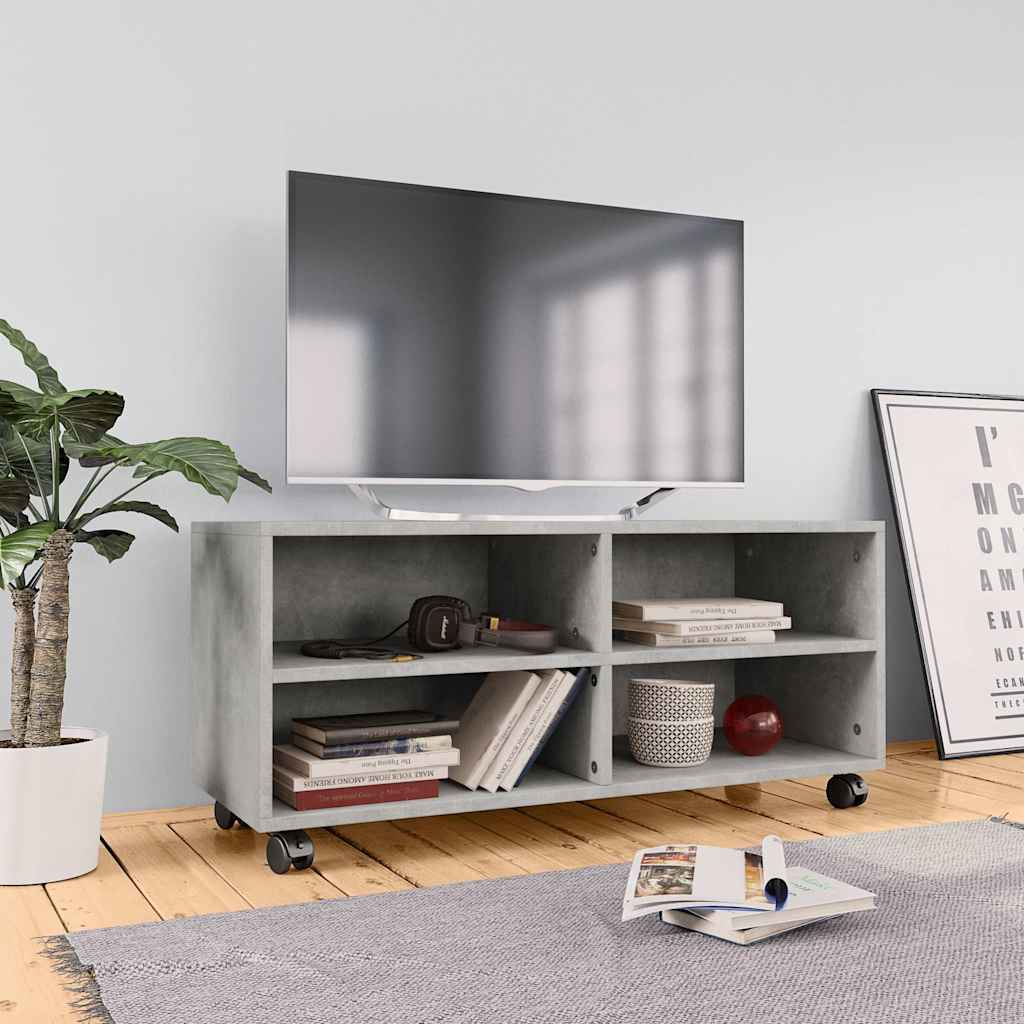 Vidaxl tv-meubel met wieltjes 90x35x35 cm bewerkt hout betongrijs
