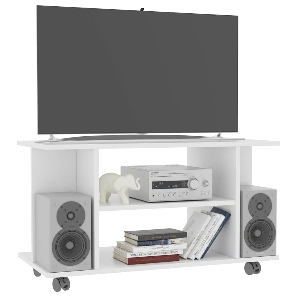 Vidaxl tv-meubel met wieltjes 80x40x45 cm bewerkt hout wit