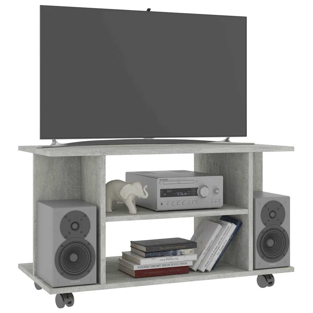 Vidaxl tv-meubel met wieltjes 80x40x45 cm bewerkt hout betongrijs