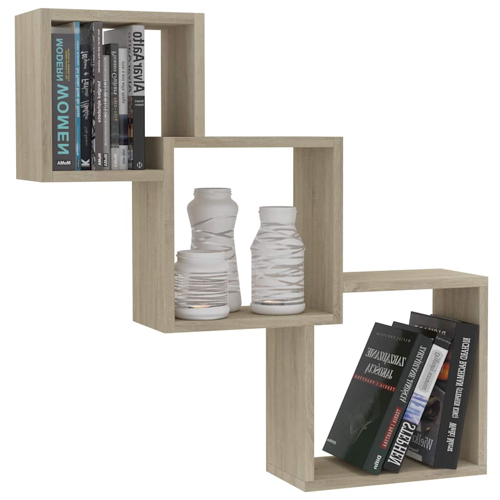 Vidaxl wandschappen kubus 68x15x68 cm spaanplaat sonoma eikenkleurig
