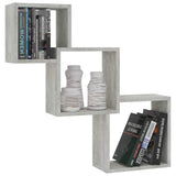 Vidaxl wandschappen kubus 68x15x68 cm bewerkt hout betongrijs