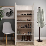 Vidaxl Cabinet da scarpe 80x35.5x180 cm Bianco lucido in legno trasformato