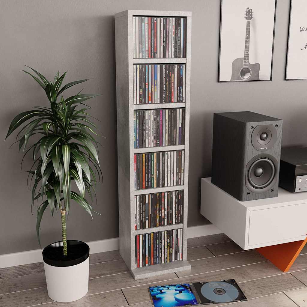 Vidaxl cd-kast 21x20x88 cm bewerkt hout betongrijs
