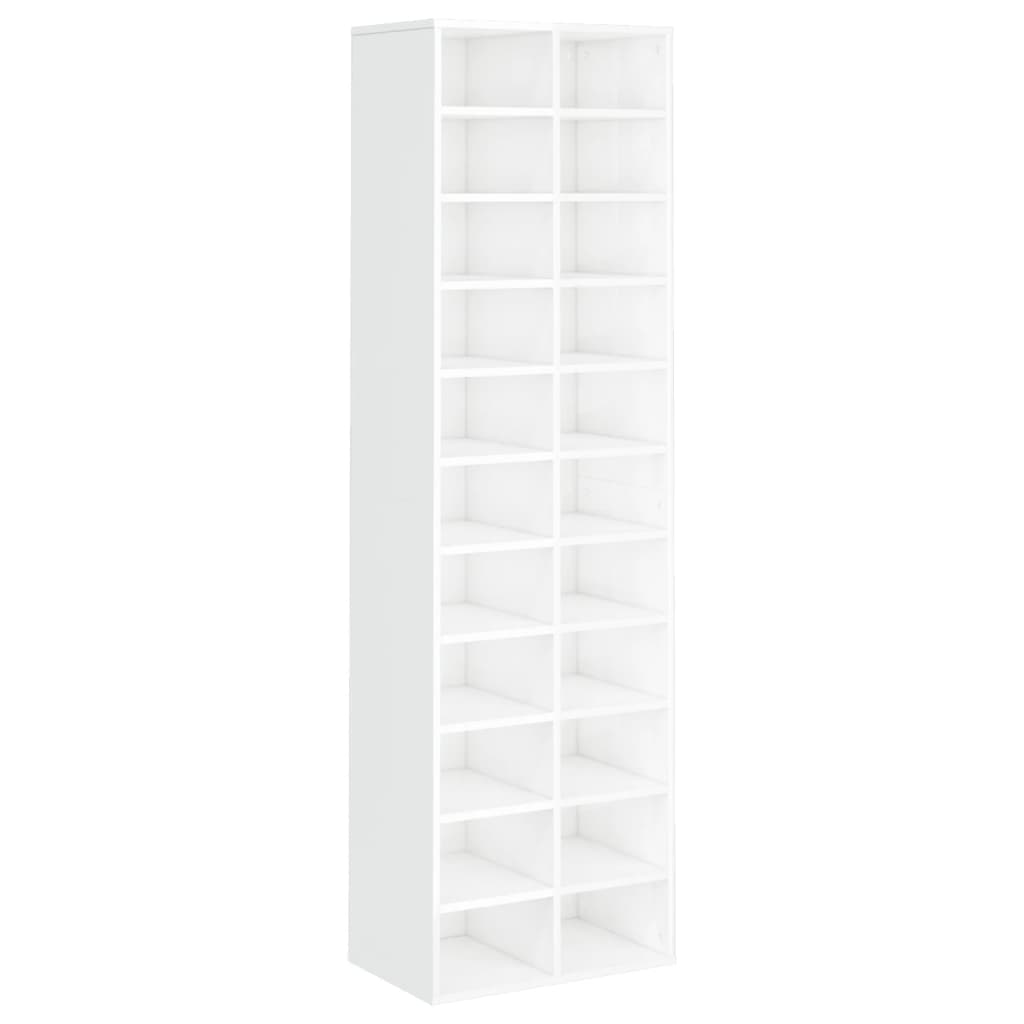 Armoire à chaussures Vidaxl 54x34x183 cm en panneau de panneau haut en blanc