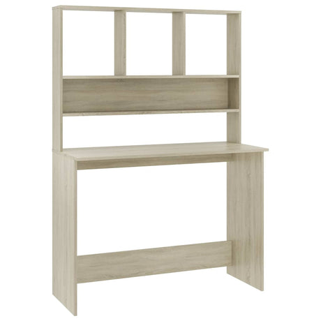 Vidaxl bureau met schappen 110x45x157cm bewerkt hout sonoma eikenkleur