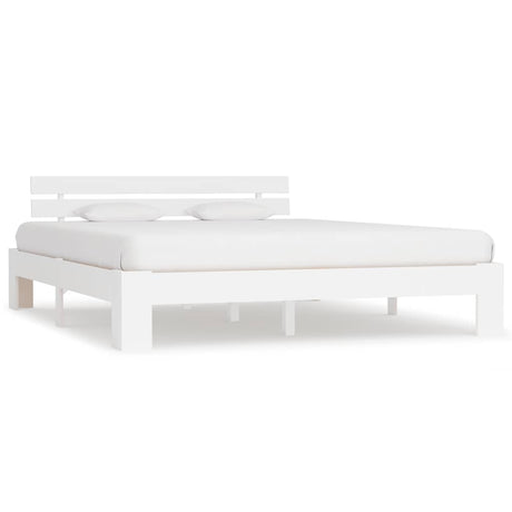 Vidaxl bedframe met hoofdbord massief grenenhout wit 160x200 cm