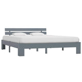 Vidaxl bedframe met hoofdbord massief grenenhout grijs 160x200 cm