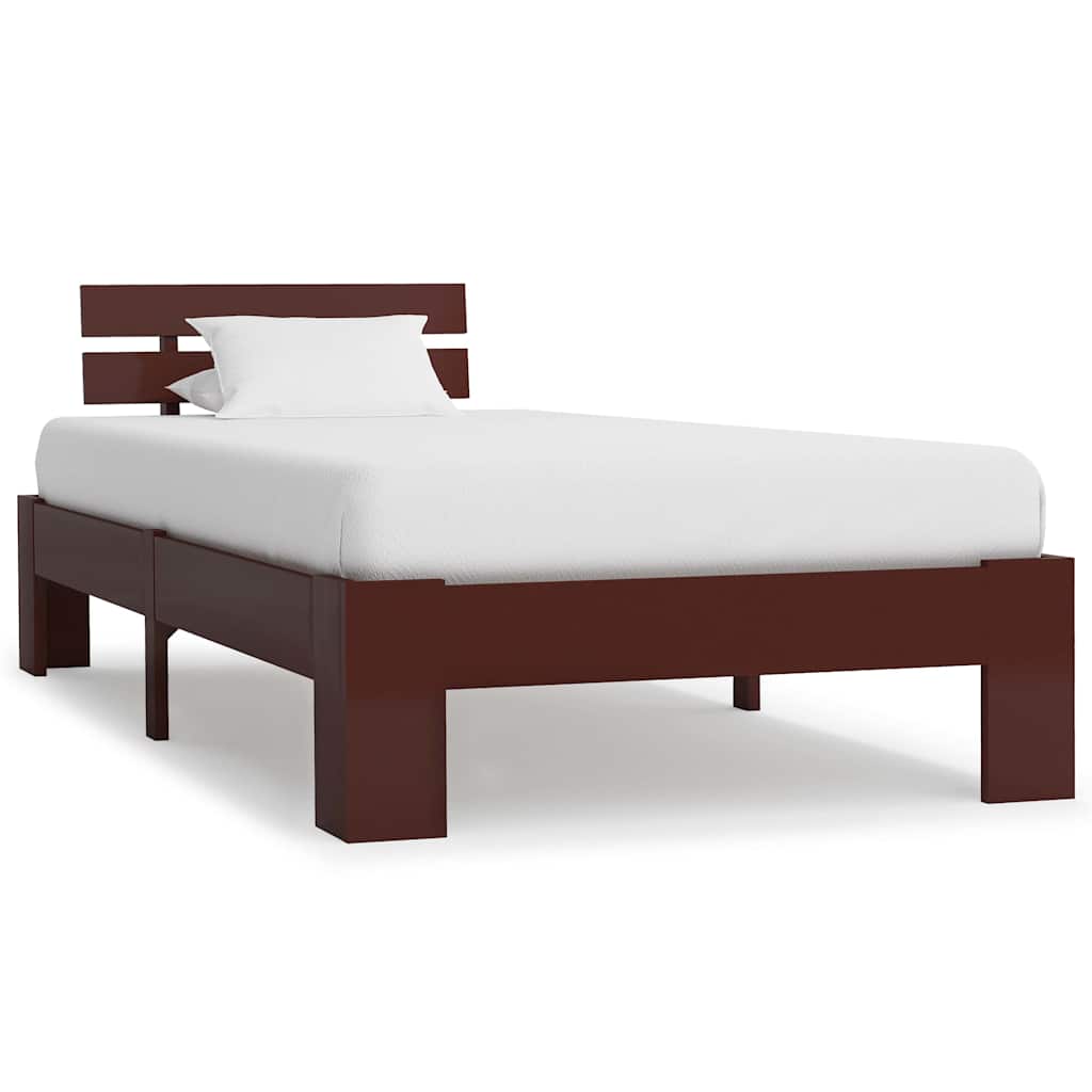 Vidaxl bedframe massief grenenhout donkerbruin 100x200 cm
