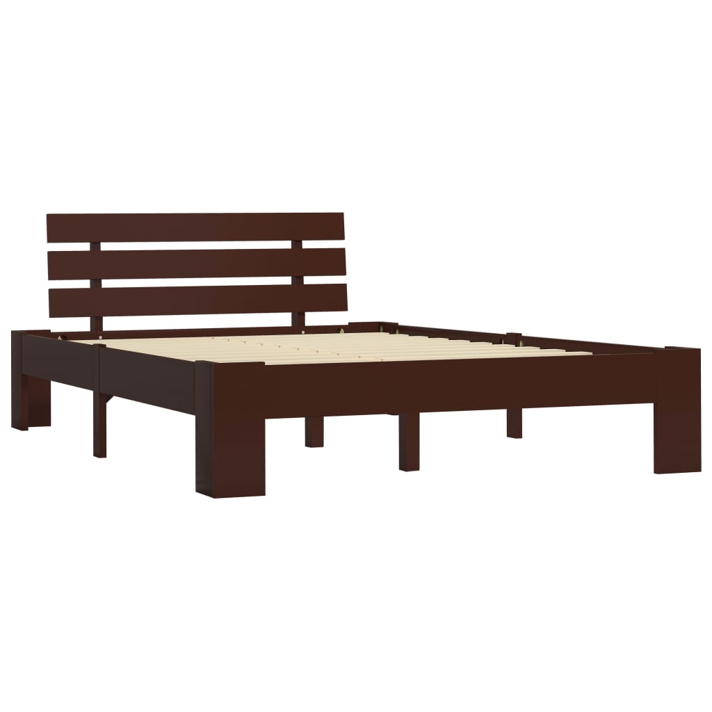 Vidaxl bedframe massief grenenhout donkerbruin 140x200 cm