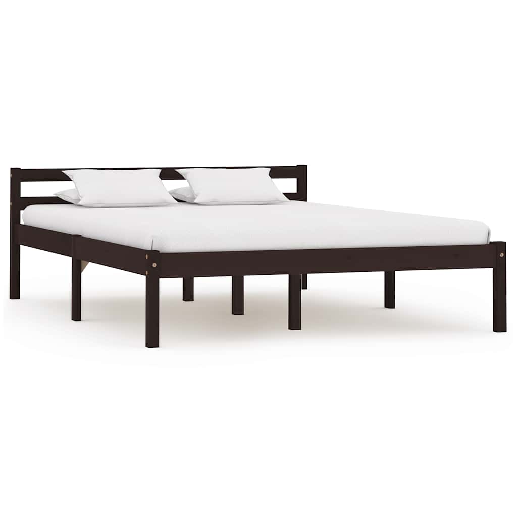 Vidaxl bedframe massief grenenhout donkerbruin 120x200 cm