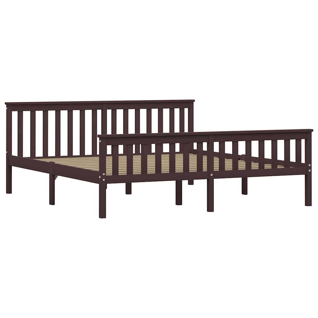 Vidaxl bedframe massief grenenhout donkerbruin 180x200 cm