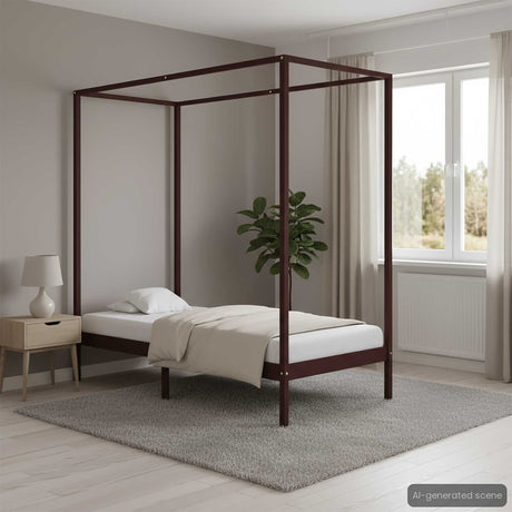 Vidaxl hemelbedframe massief grenenhout donkerbruin 90x200 cm