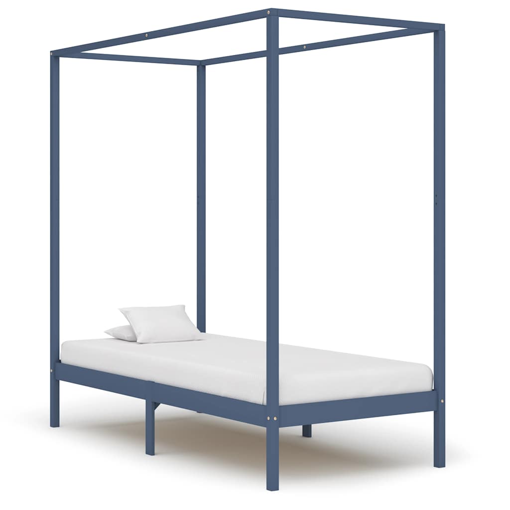 Vidaxl hemelbedframe massief grenenhout grijs 90x200 cm