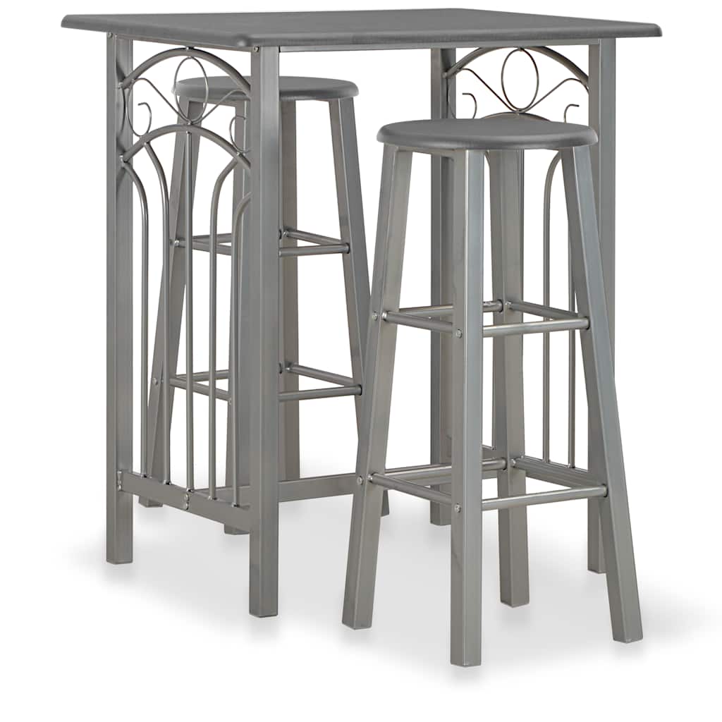 Vidaxl 3-delige barset hout en staal antraciet