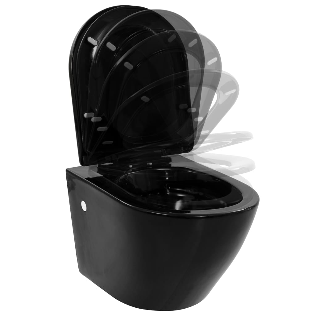 Vidaxl Hanging Toilet Redless Ceramic Black