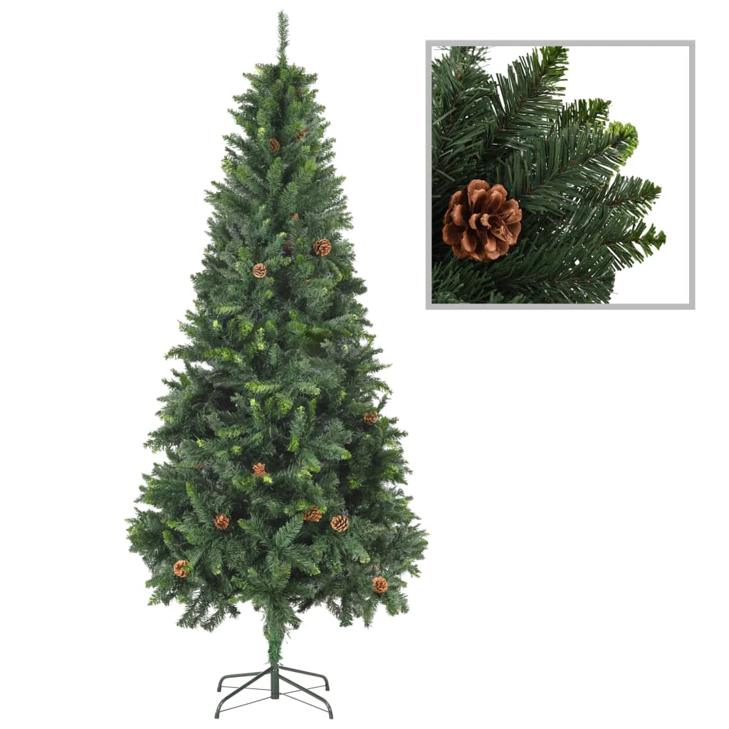 VidaXL Kunstkerstboom met dennenappels 210 cm groen