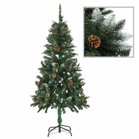 Vidaxl kunstkerstboom met dennenappels en wit glitter 150 cm