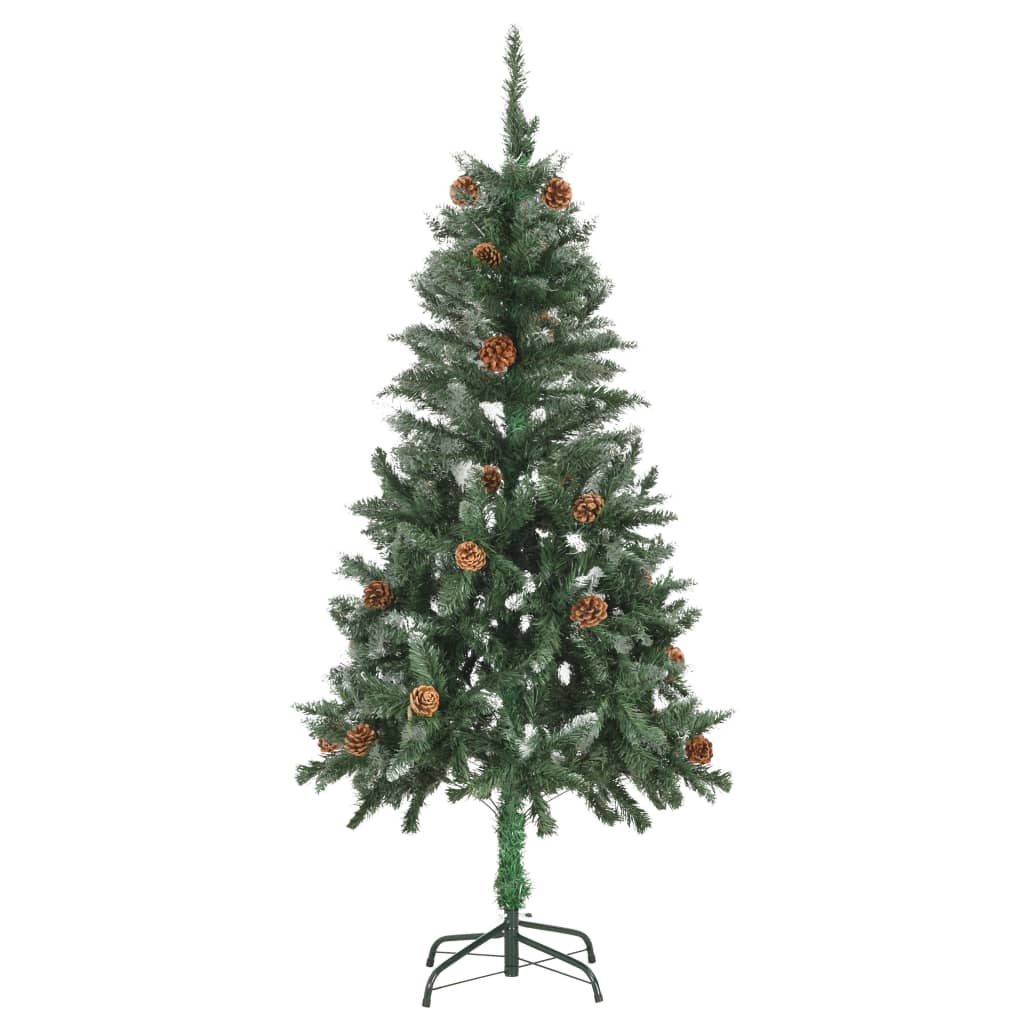 Vidaxl Kunstkerstboom s borovicovými kužely a bílý třpyt 150 cm