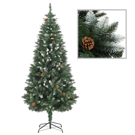 Vidaxl kunstkerstboom met dennenappels en wit glitter 180 cm