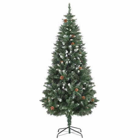 Vidaxl kunstkerstboom met dennenappels en wit glitter 180 cm
