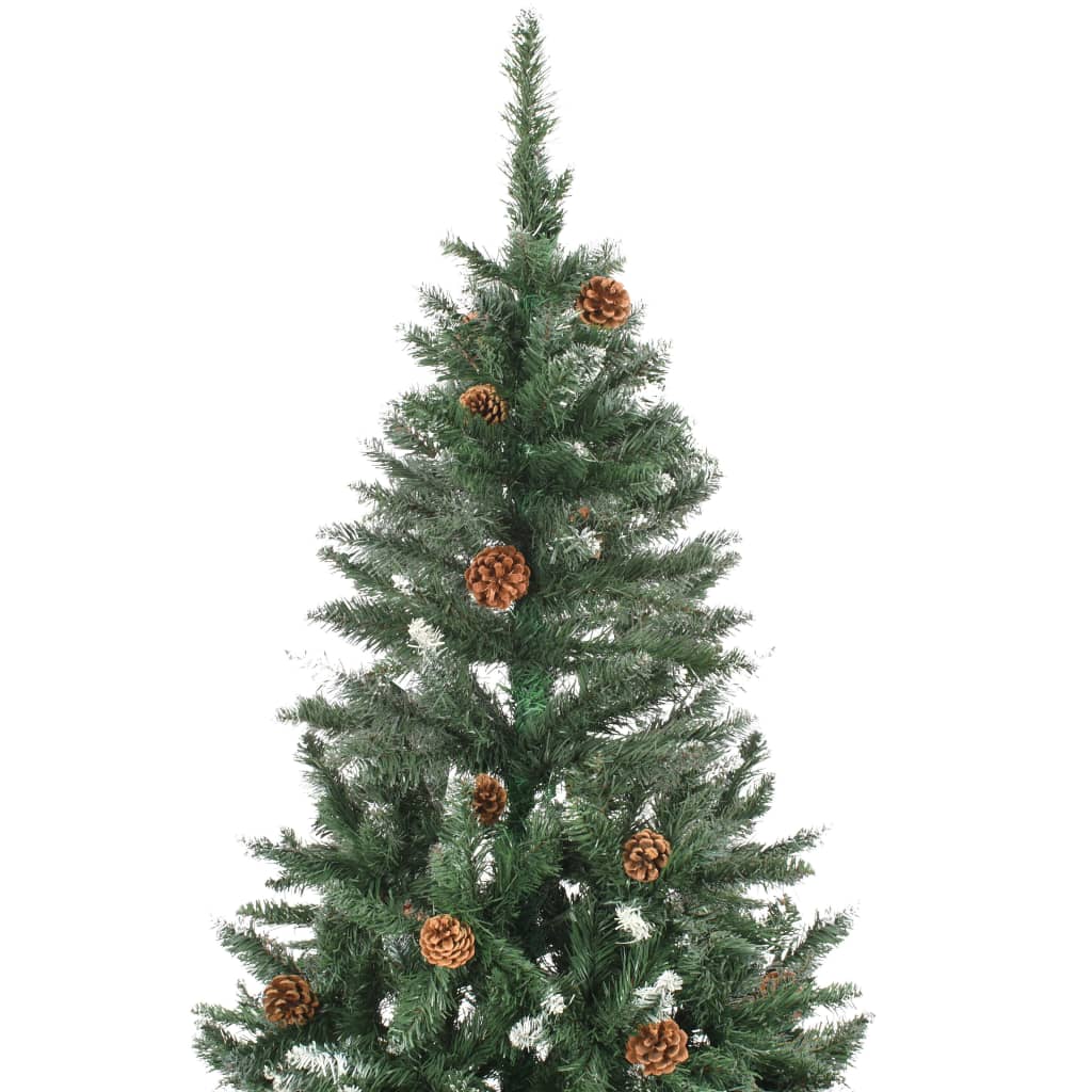 Vidaxl Kunstkerstboom med furuskjegler og hvit glitter 210 cm