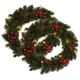 VidaXL Kerstkransen 2 st met decoratie 45 cm groen