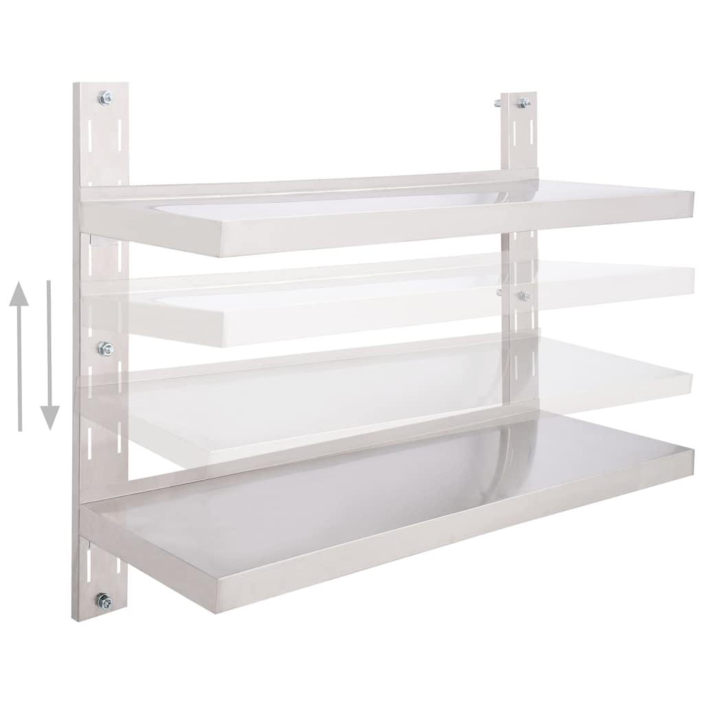 Vidaxl zwevend schap 2-laags 100x30 cm roestvrij staal