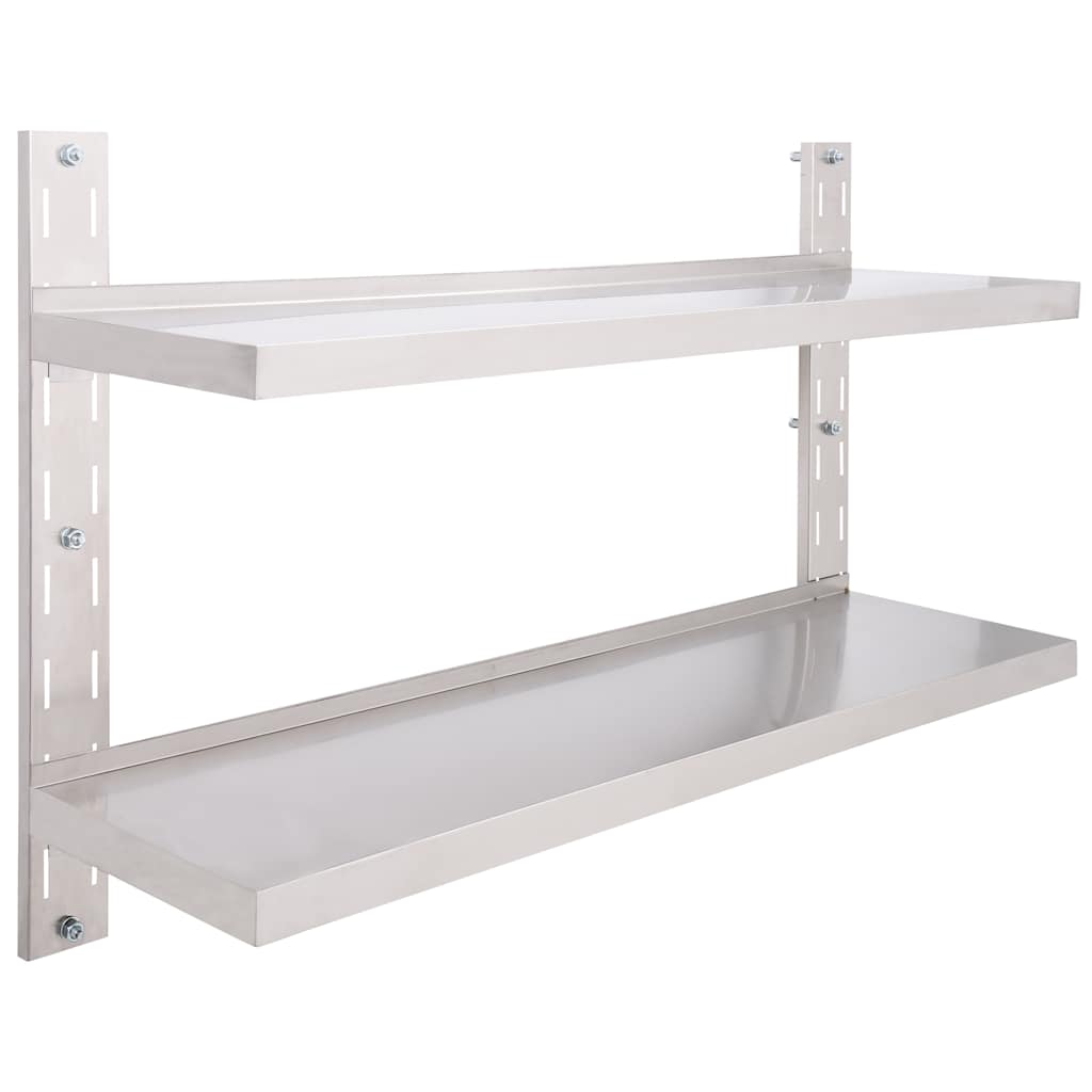 Vidaxl zwevend schap 2-laags 120x30 cm roestvrij staal