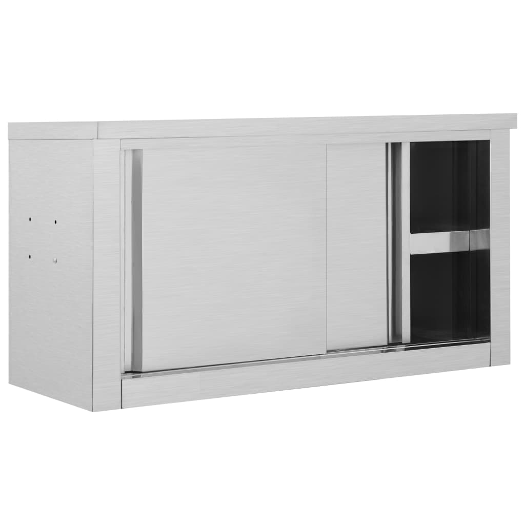 Vidaxl Kitchen Wall Armotboard avec portes coulissantes 90x40x50 cm en acier inoxydable